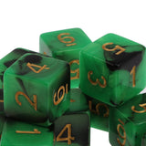 Maxbell Pack of 10 Dual Colored Six Sided D6 Dice for D&D TRPG Game Green & Black