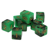 Maxbell Pack of 10 Dual Colored Six Sided D6 Dice for D&D TRPG Game Green & Black