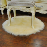 Maxbell 2Pcs Artificial Sheepskin Rug Fluffy Home Floor Carpet Seat Cushion Round