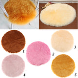 Maxbell 2Pcs Artificial Sheepskin Rug Fluffy Home Floor Carpet Seat Cushion Round