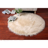 Maxbell 2Pcs Artificial Sheepskin Rug Fluffy Home Floor Carpet Seat Cushion Round