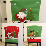 Maxbell 4 Pieces Santa Claus Christmas Chair Back Cover Xmas Dinner Party Seat Decor