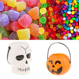 Maxbell Halloween Kids Trick or Treat Candy Bucket with Handle Candy Bowl Jar Skull