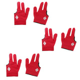 Maxbell 3 Pairs Elastic Nylon Three Finger Billiards Snooker/Pool Cue Glove Red