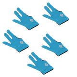 Maxbell 5 Pieces Elastic 3 Finger Right Hand Snooker Billiards Pool Cue Glove Blue