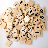 Maxbell 200 Pieces Wooden Puzzle Tiles Letters Numbers Wood Blocks Kids Crafts