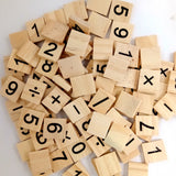 Maxbell 200 Pieces Wooden Puzzle Tiles Letters Numbers Wood Blocks Kids Crafts