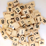 Maxbell 200 Pieces Wooden Puzzle Tiles Letters Numbers Wood Blocks Kids Crafts