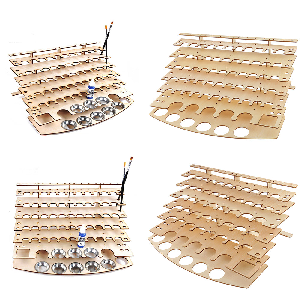 Maxbell Wood Paint Bottles Rack Model Organizer Painting Brush Holder Storage Tool Stand #4