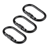 Maxbell 3 Pieces 25KN Screw Locking Carabiner Rock Climbing Dog Clip Hammock Hook