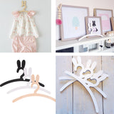 Maxbell Set of 3pcs Cute Rabbits Kids Child Wooden Bunny Clothes Hanger Home Room Decoration