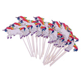 Maxbell Unicorn Horn Headband+24x Rainbow Unicorn Cake Picks for Kids Birthday Party