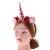 Maxbell Unicorn Horn Headband+24x Rainbow Unicorn Cake Picks for Kids Birthday Party