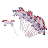 Maxbell Unicorn Horn Headband+24x Rainbow Unicorn Cake Picks for Kids Birthday Party