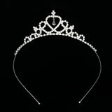 Maxbell Women Girls Bridal Bridesmaid Wedding Engagement Party Clear Crystal Charms Heart-Shape Crown Headband Tiara Headwear Jewelry