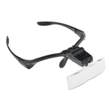 Maxbell 5 Pieces Lens Headband Magnifier Glass Visor 2-LED Light Magnifying Loupe