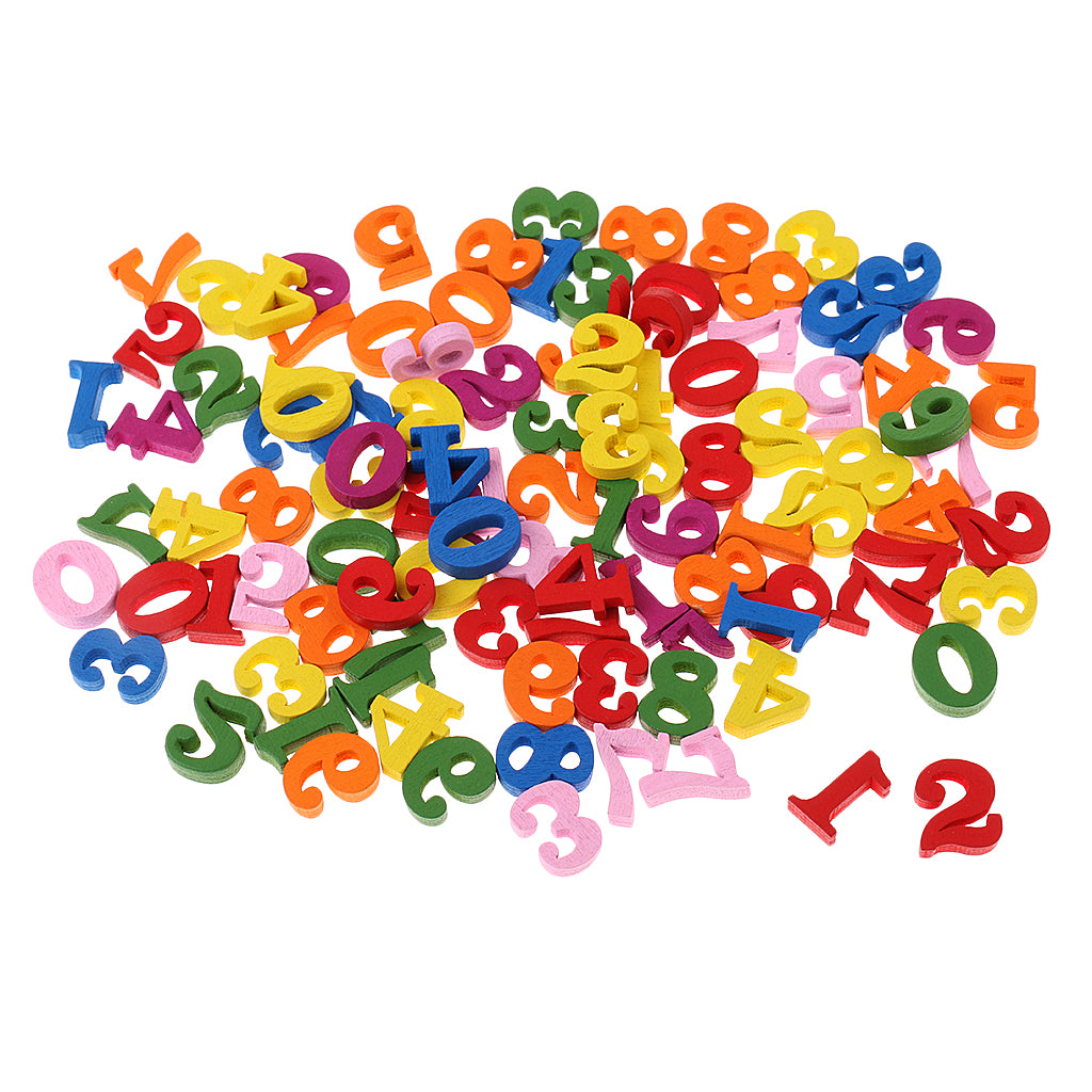Maxbell 100 Pack Wooden Numbers 0 to 9 Number for Kids Math Learning Educational Toy