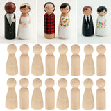 Maxbell 120/set Female Male Wood Peg Dolls Figures Wedding Bride Groom Cake Toppers