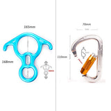 Maxbell 50KN Figure 8 Descender + 25KN D-Ring Climbing Carabiner Hook+ Rappel Device