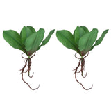 Maxbell 2Pieces Artificial Butterfly Orchid Flower Leaf Bush Plant Grass Home Decor 27cm