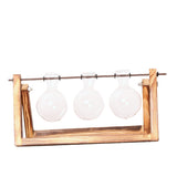 Maxbell 6 Pieces Retro Wooden Tray Hanging Clear Glass Flower Vase Hydroponic Container