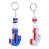 Maxbell Blue + White Yachting Boating Floating Key Chain Key Ring - Anchor Shaped