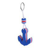 Maxbell Blue + White Yachting Boating Floating Key Chain Key Ring - Anchor Shaped