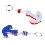 Maxbell Blue + White Yachting Boating Floating Key Chain Key Ring - Anchor Shaped