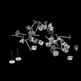 Maxbell 42 Pairs Blank Flat Earrings Base Settings Pin Post Stud Back DIY Findings