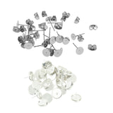 Maxbell 42 Pairs Blank Flat Earrings Base Settings Pin Post Stud Back DIY Findings