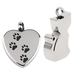 Maxbell 2 Pieces Silver Stainless Steel Cat Shape Paw Pet Urn Keepsake Pendant