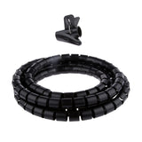 Maxbell 2 Pack of Black 2m 10 & 20mm Spiral Cable Wrap Cover Organizer for PC Computer Laptop Cable