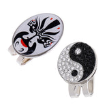 Maxbell 2 Pieces Peking Opera Mask Yin Yang Magnetic Cap Visor Clip Golf Ball Marker