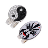 Maxbell 2 Pieces Peking Opera Mask Yin Yang Magnetic Cap Visor Clip Golf Ball Marker