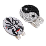 Maxbell 2 Pieces Peking Opera Mask Yin Yang Magnetic Cap Visor Clip Golf Ball Marker