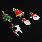 Maxbell 20 Pieces Mixed Enamel Christmas Charms Pendants DIY Xmas Jewelry Gifts Decorations Xmas Tree Snowman Holly Deer Claus and more