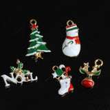 Maxbell 20 Pieces Mixed Enamel Christmas Charms Pendants DIY Xmas Jewelry Gifts Decorations Xmas Tree Snowman Holly Deer Claus and more