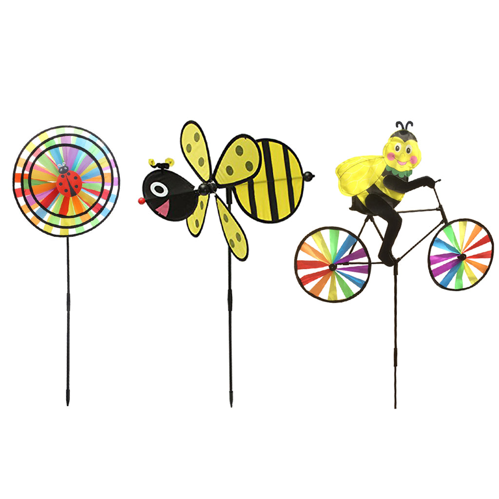 Maxbell 3 Pieces Rainbow 3D Windmill Wind Rotator Whirligig Wheel Yard Garden Decor