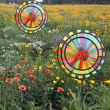Maxbell 3 Pieces Rainbow 3D Windmill Wind Rotator Whirligig Wheel Yard Garden Decor