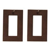 Maxbell 2 Pairs Brown Vintage Hollow Rectangle Wood Stud Earrings And Round Earrings