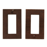 Maxbell 2 Pairs Brown Vintage Hollow Rectangle Wood Stud Earrings And Round Earrings