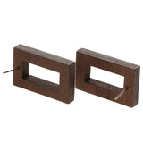 Maxbell 2 Pairs Brown Vintage Hollow Rectangle Wood Stud Earrings And Round Earrings