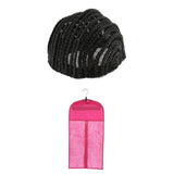 Maxbell Pink Dustproof Hair Wigs Storage Drying Bag Holder Case Hanger with Black Cornrow Adjustable Making Wigs Braided Weaving Lace Cap