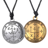 Maxbell 2 Pieces Sigil of Archangel Amulet Round Pendant Necklace for Women Men Gift