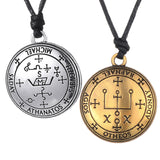 Maxbell 2 Pieces Sigil of Archangel Amulet Round Pendant Necklace for Women Men Gift