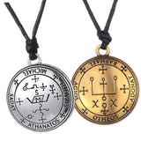 Maxbell 2 Pieces Sigil of Archangel Amulet Round Pendant Necklace for Women Men Gift