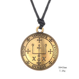 Maxbell 2 Pieces Sigil of Archangel Amulet Round Pendant Necklace for Women Men Gift