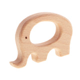 Maxbell 5 Pieces Wooden Elephant Whale Flower Star Cat Ear Shape Baby Teether Toy