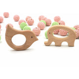 Maxbell 5 Pieces Wooden Elephant Whale Flower Star Cat Ear Shape Baby Teether Toy