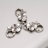 Maxbell 25mm Antique Silver Flower Lobster Clasp Finding For Jewelry Necklace Bracelet DIY Pack of 10PCS